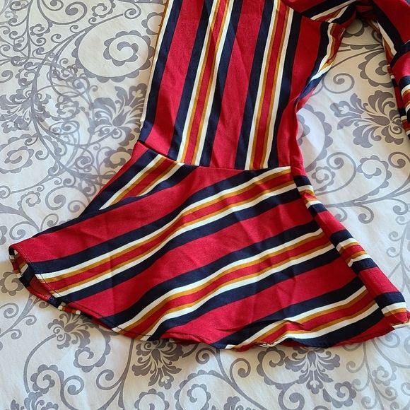 Ruffle Bright Stripe Blouse - Picture 4 of 4